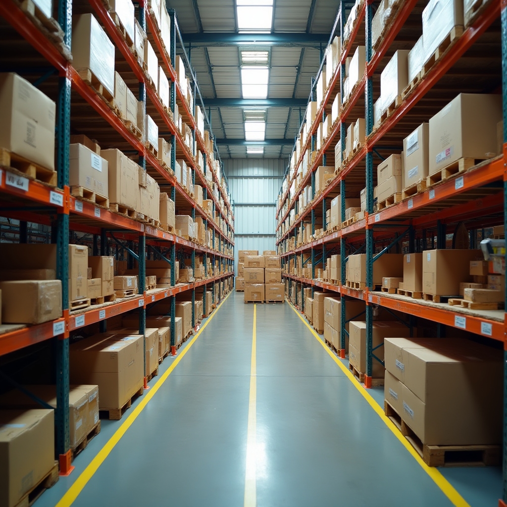 Organised small warehouse with shelving, labelled bins and clear pick paths for a growing Irish e-commerce business